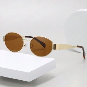 Retro Orange/Brown Lens Sunglasses in Gold Metal OS New